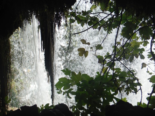 Pelin's picture taken from the cave behind the waterfall
